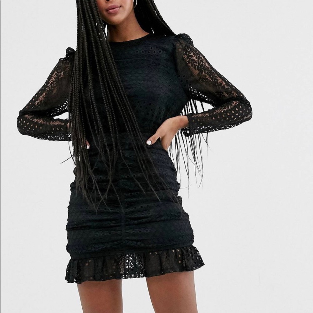 Wild Honey Long Sleeve Lace Dress With Ruching